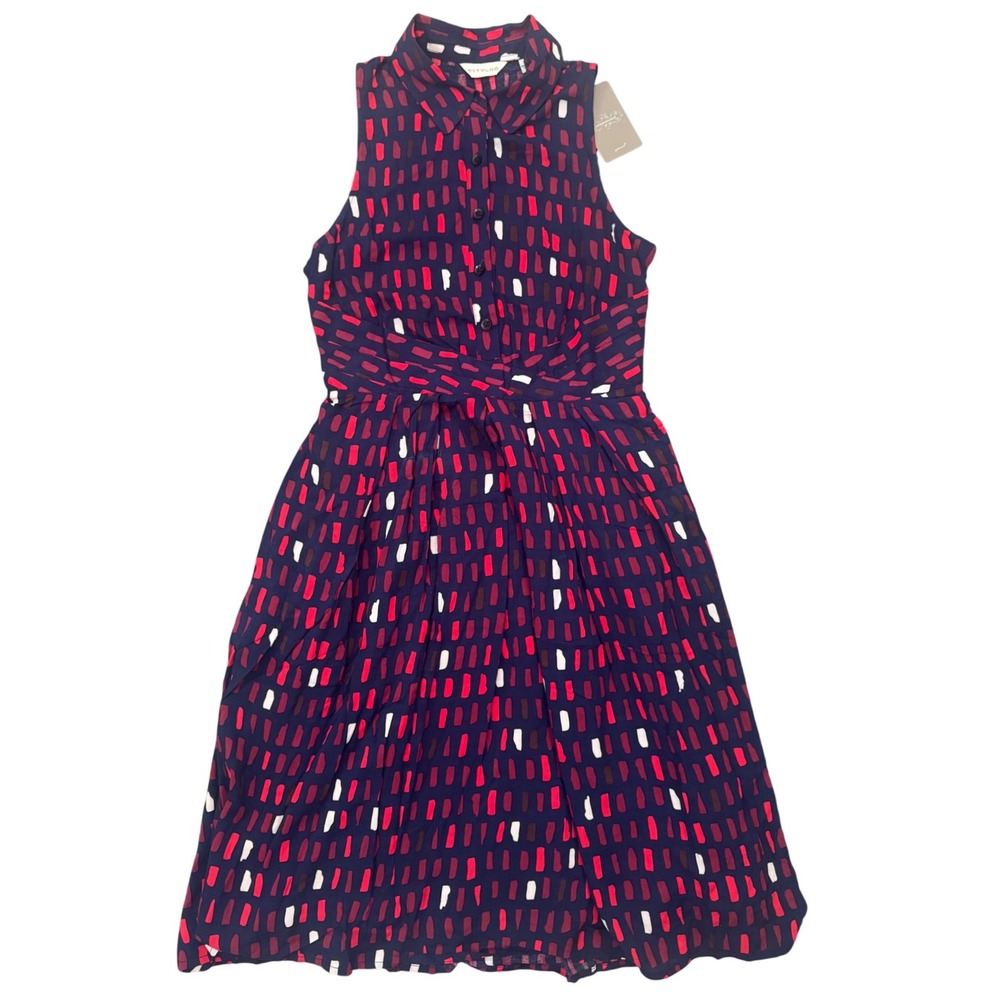 Anthropologie 1.1 Tylho Collared Sleeveless Fit and Flare Geometric Print Small - Picture 1 of 8